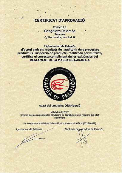 Nous renouvelons le certificat Gamba de Palamós